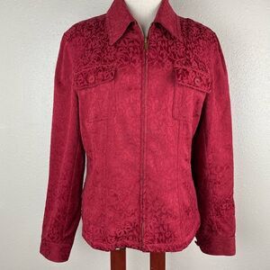 Jones New York Signature Full Zip Red Jacket Size M EUC